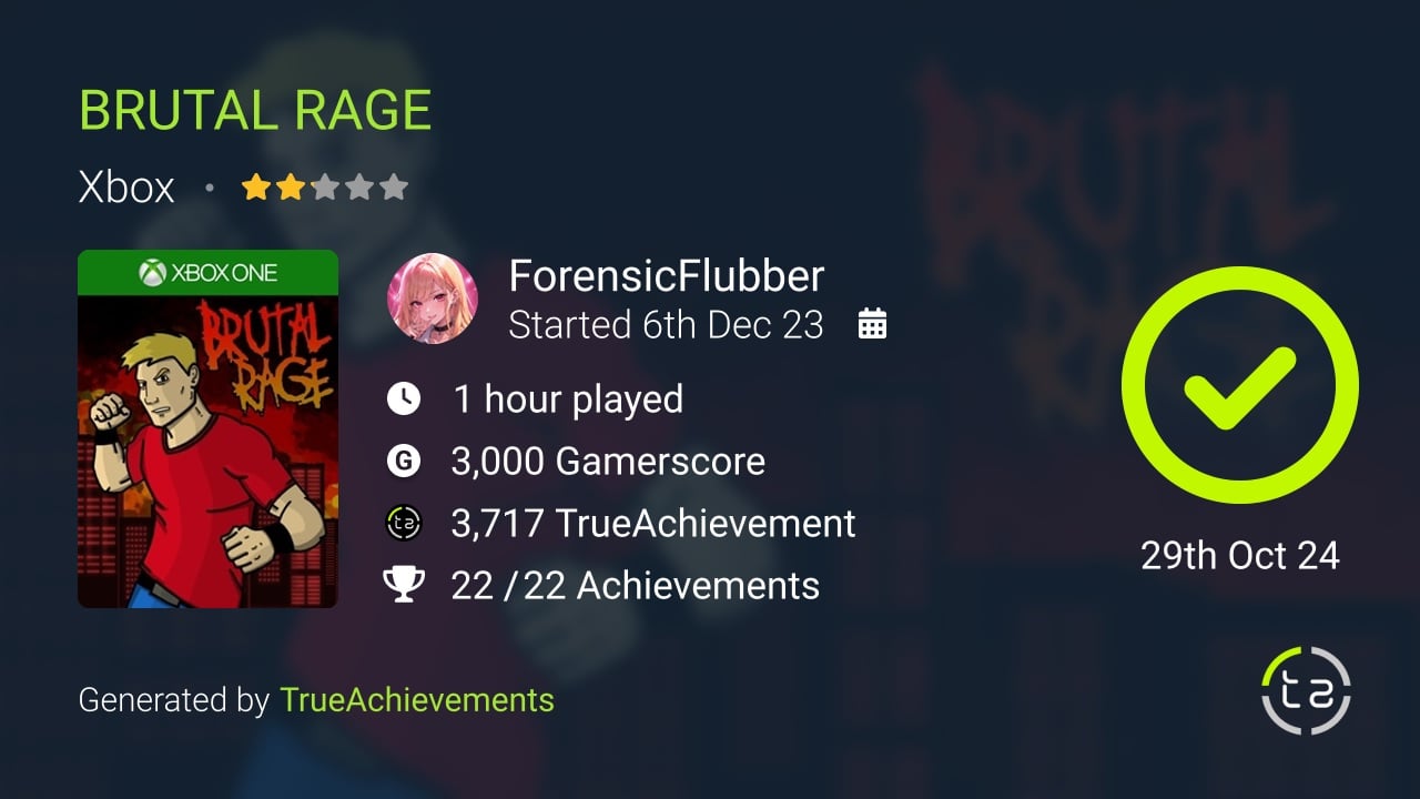 BRUTAL RAGE achievement summary